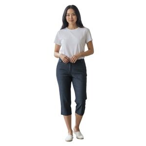 Y jessi Blue Cotton Chambray Crop Pants size 6